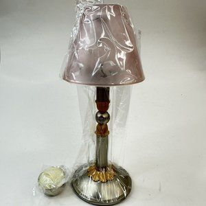 Russ Berrie Reflections Of Living Pewter Frosted Glass Lamp Votive Tea Light